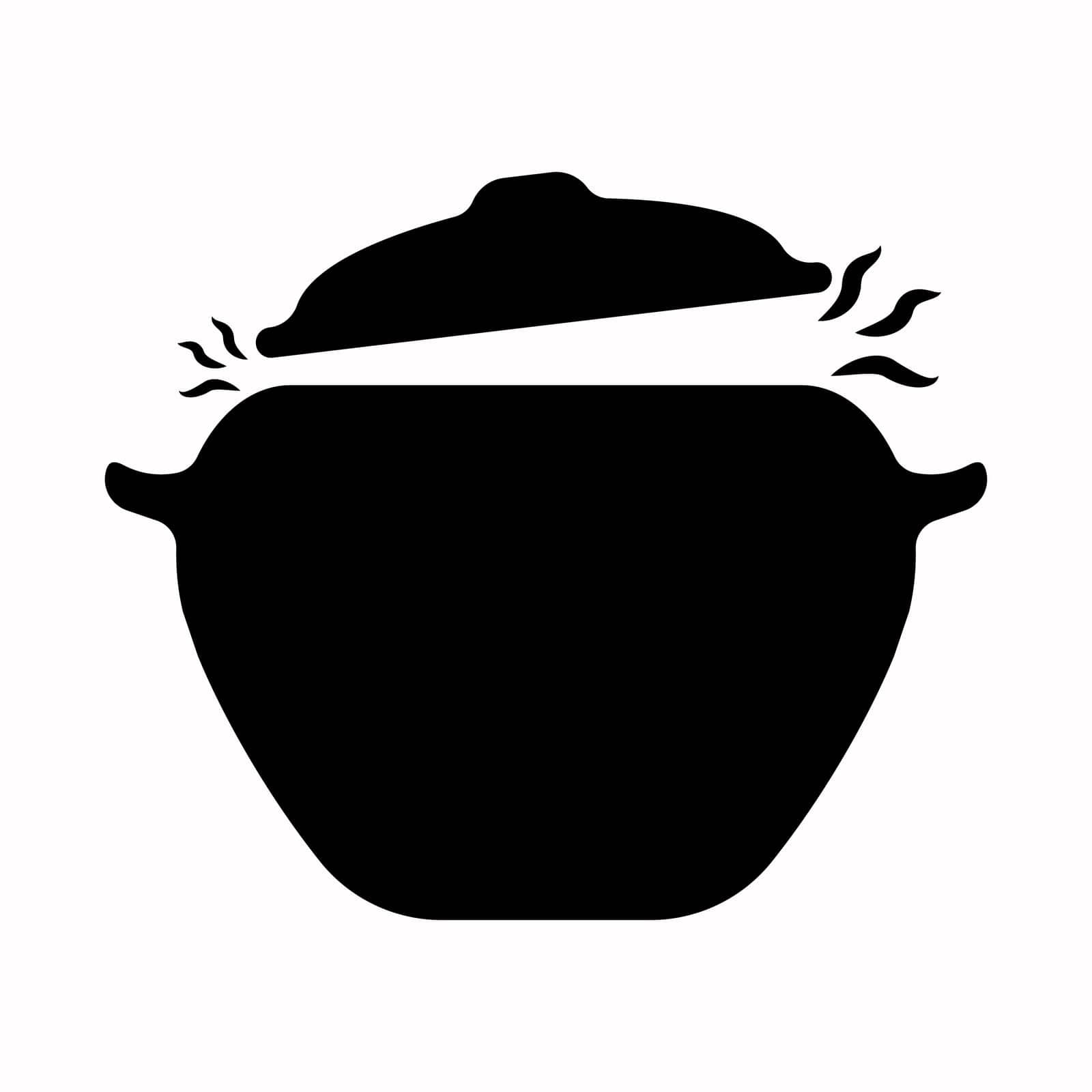 Boiling pot vector. Boiling pot vector icon. Cooking food vector. Pot with steam vector icon. Steaming icon. Boiling pot by Moreidea