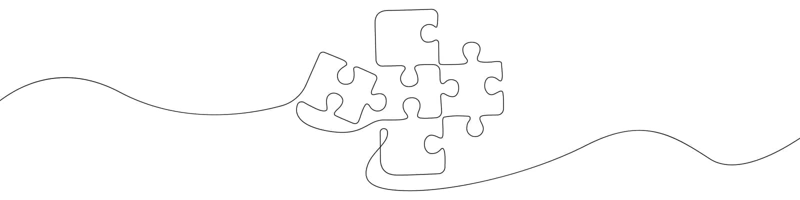 Puzzle icon line continuous drawing vector. One line Conundrum icon vector background. Team work icon. Continuous outline of a Missing item. by Moreidea