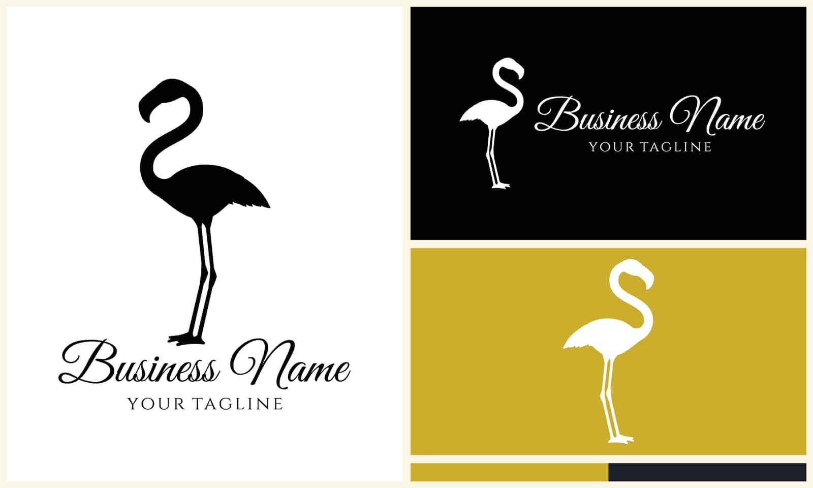 silhouette stork flamingo logo template by cplcrtn