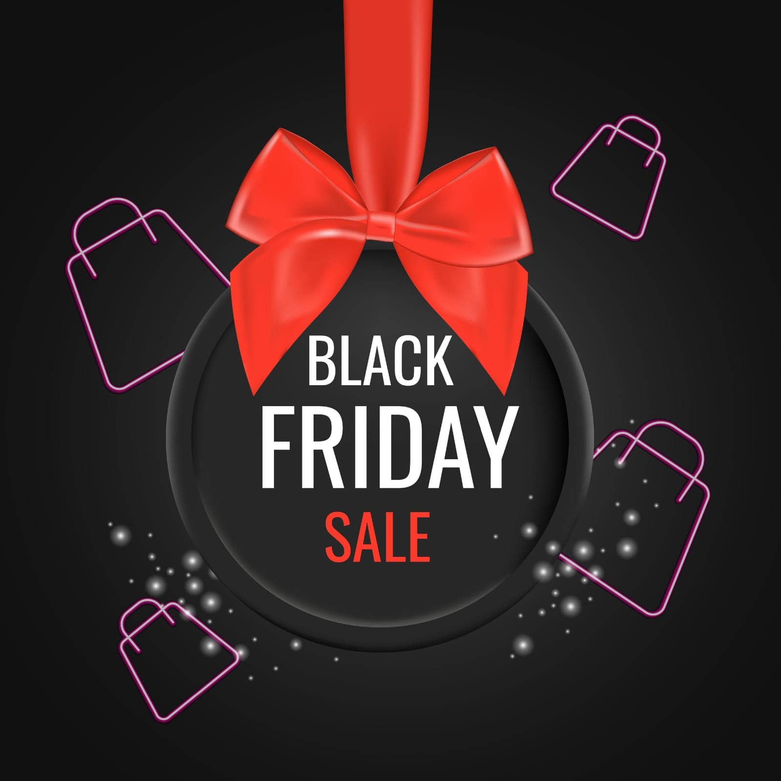 Black Friday sale black tag, round banner, Copy space for text advertising. vector illustration.