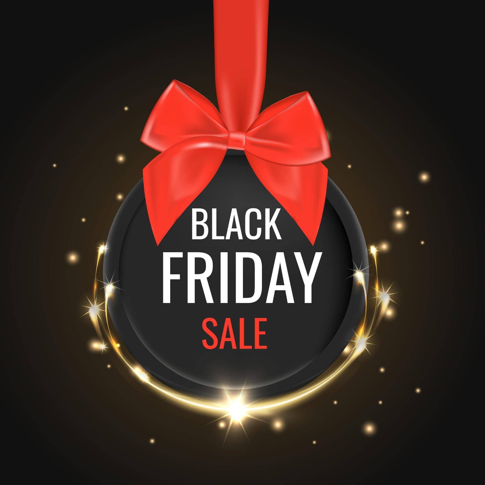 Black Friday sale black tag, round banner, Copy space for text advertising. vector illustration.