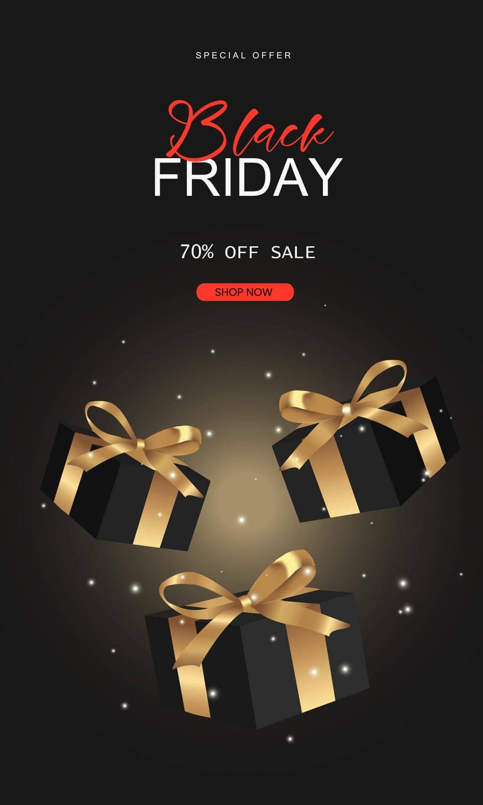 Black friday sale promotion poster with shiny gift box, Shopping sale and discount festive. Vector illustration..