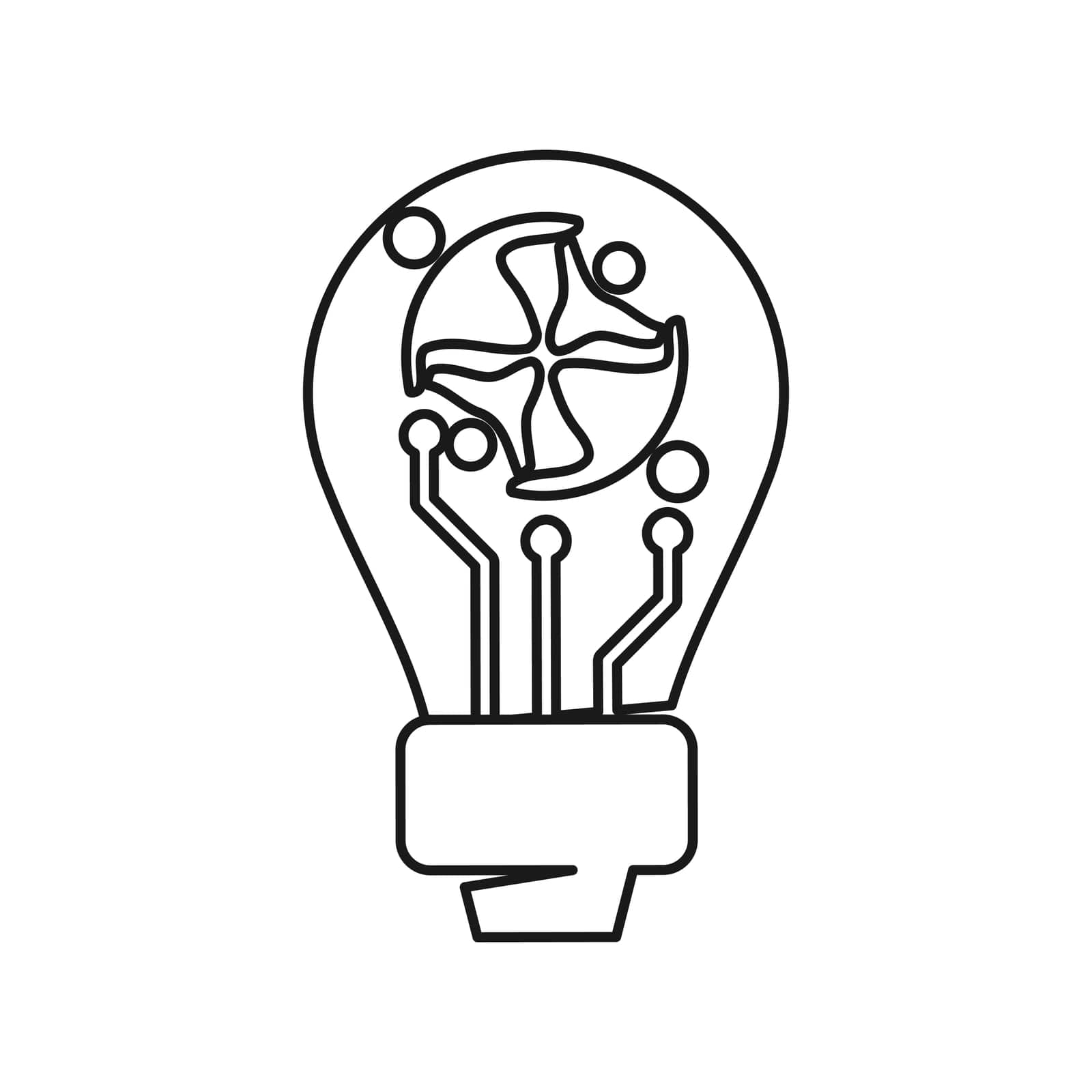 idea bulb Commitment Teamwork Together Outline Logo 
