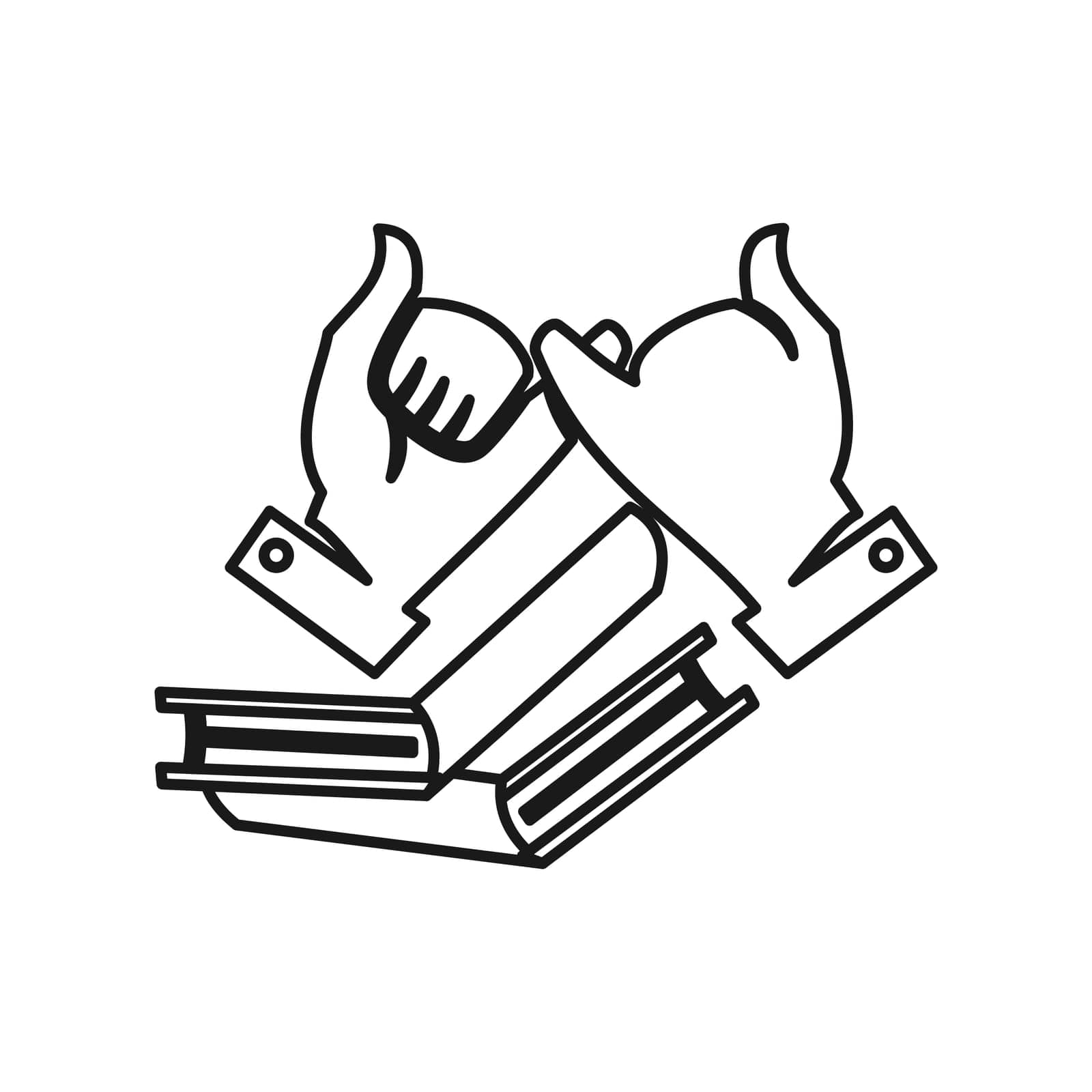 book education hand Commitment Teamwork Together Outline Logo