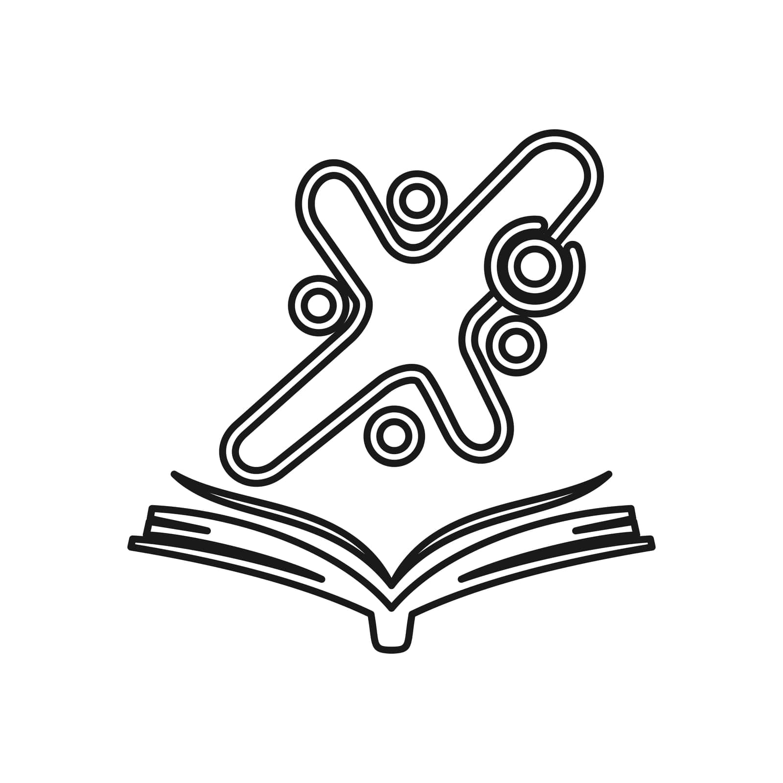 open book education Commitment Teamwork Together Outline Logo
