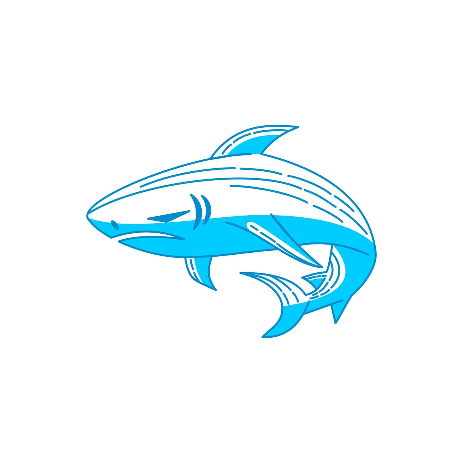 Shark logo Mammal design vector Outline isolated template by alluranet