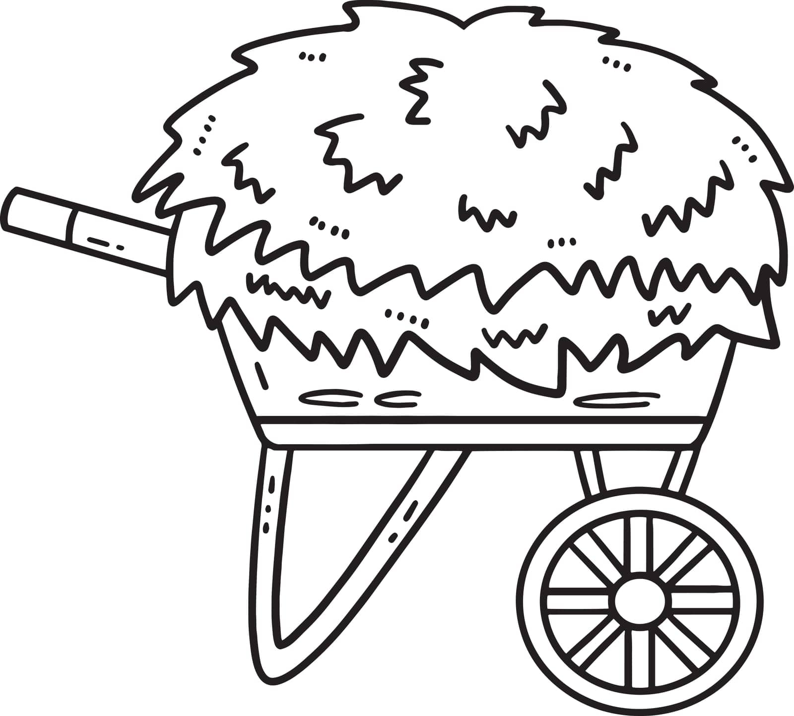 A cute and funny coloring page of a Wheelbarrow Hay. Provides hours of coloring fun for children. To color, this page is very easy. Suitable for little kids and toddlers.