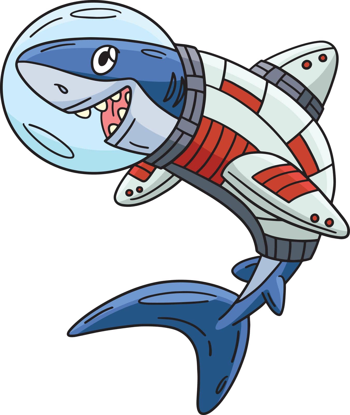 This cartoon clipart shows a Space Shark illustration.