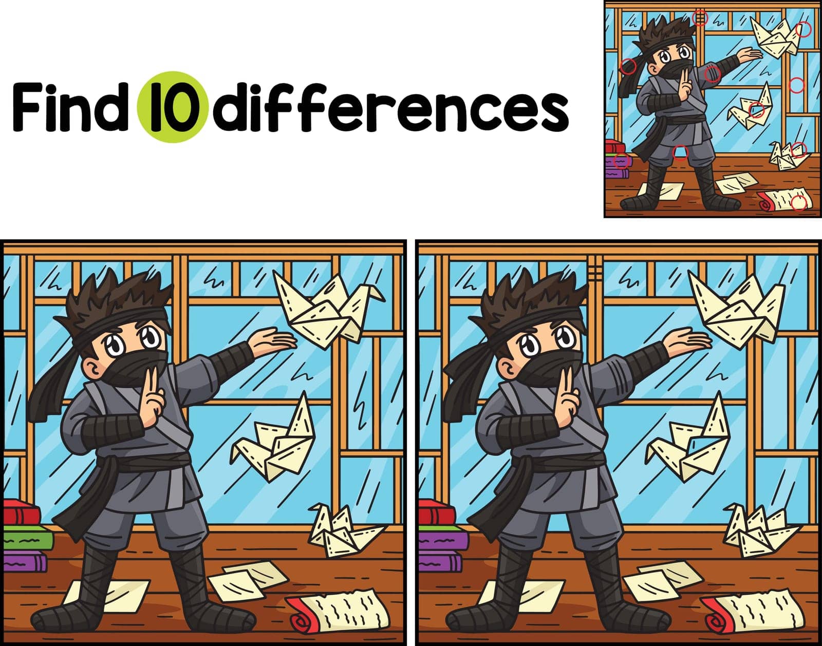 Ninja with an Origami Find The Differences by abbydesign