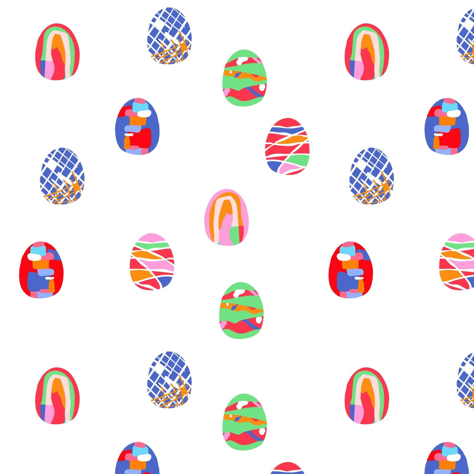 Seamless pattern of Easter eggs for cards. Happy easter. Easter symbol with abstract pattern in retro style for printing on wrapping paper, invitations and textiles. Vector illustration