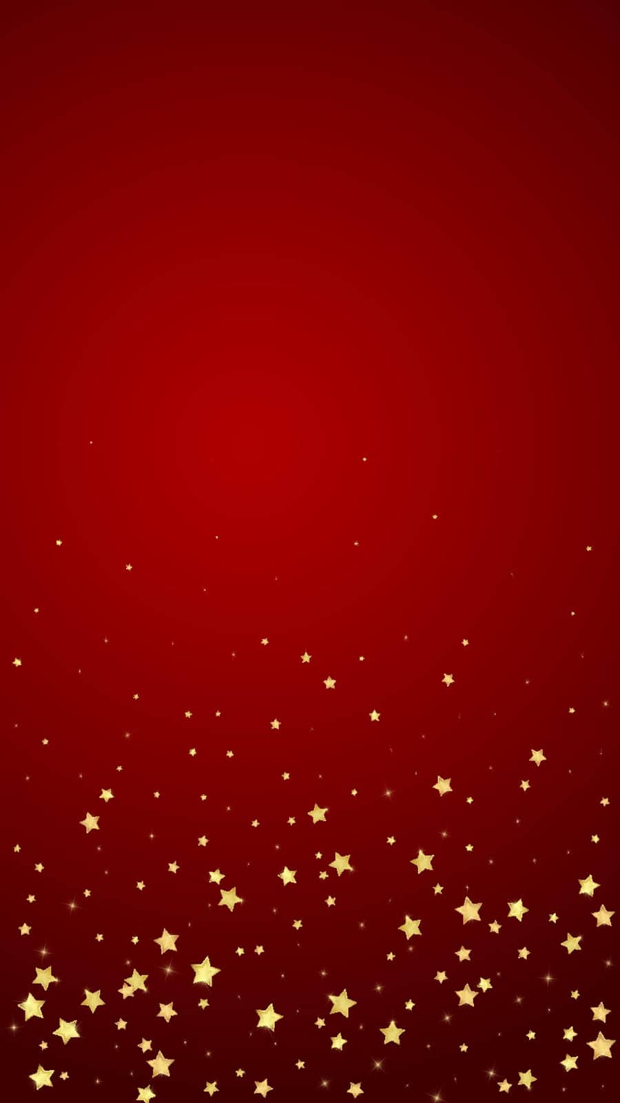 Magic stars vector overlay. Gold stars scattered around randomly, falling down, floating. Chaotic dreamy childish overlay template. Enchanting vector with magic stars on red background.