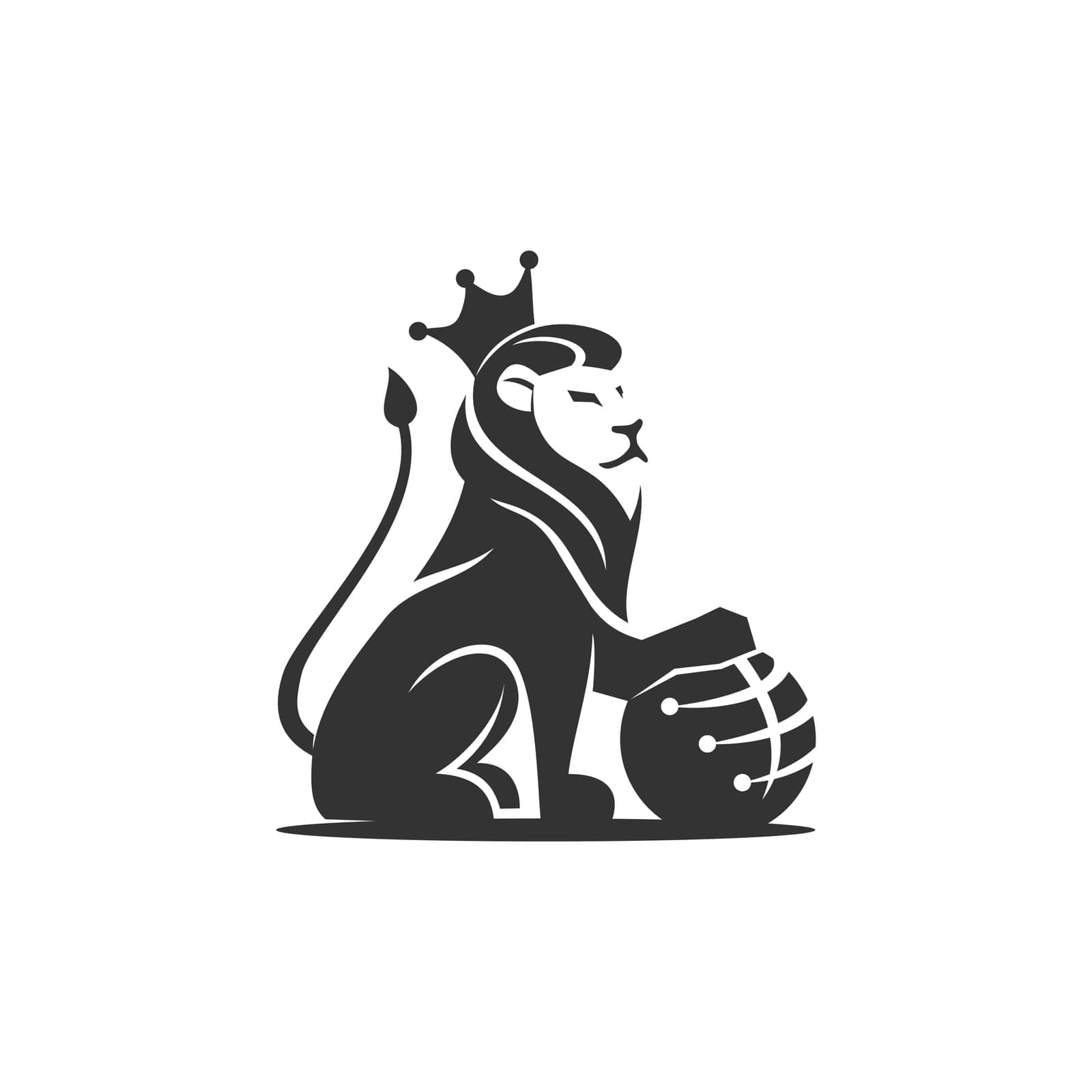 Lion Holding Globe technology illustration emblem mascot design Template