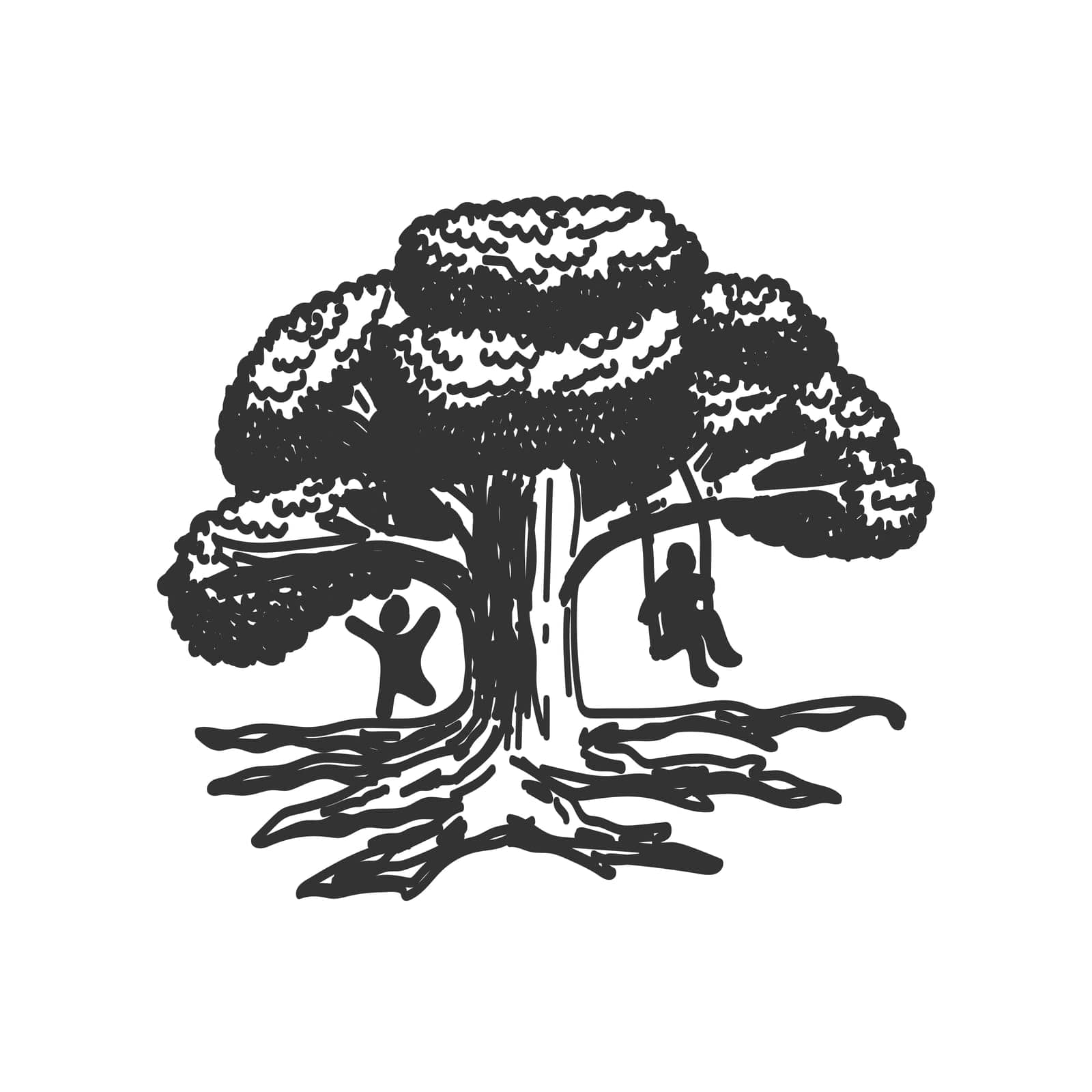 oak tree kindergarten Icon Illustration Brand Identity