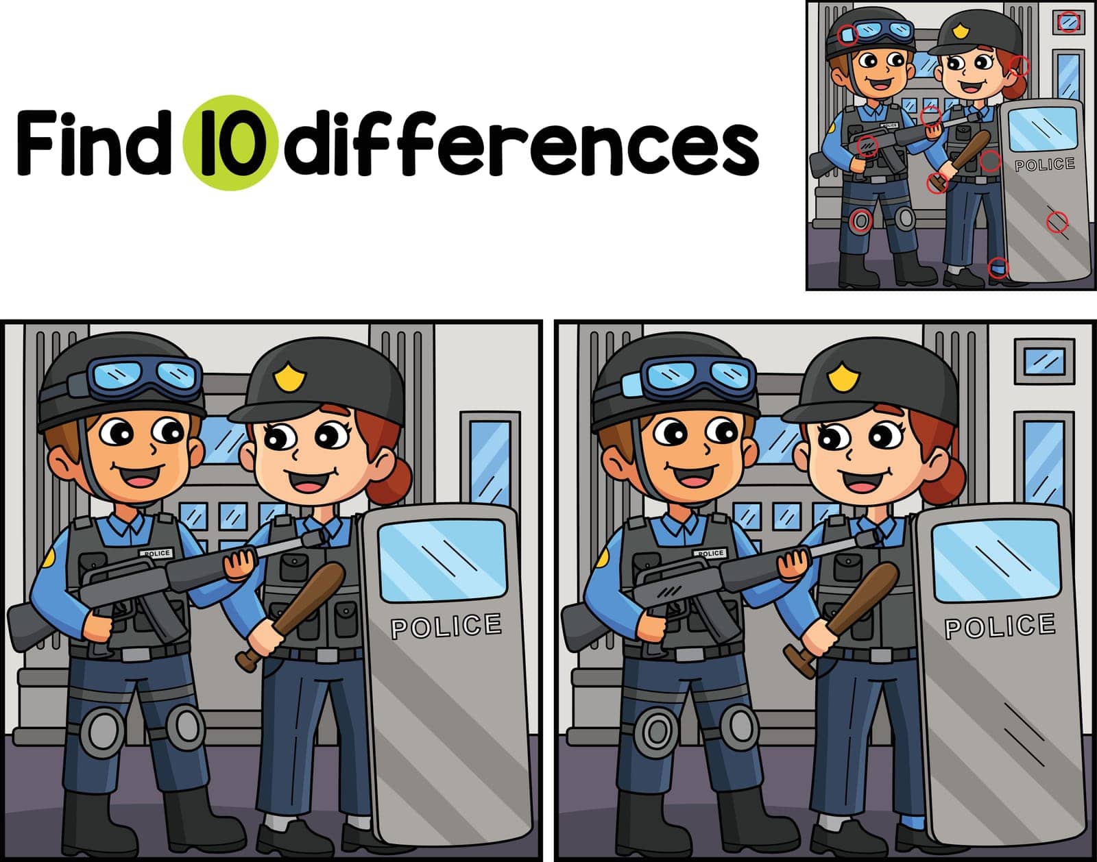 Police Officer in Full Gear Find The Differences by abbydesign