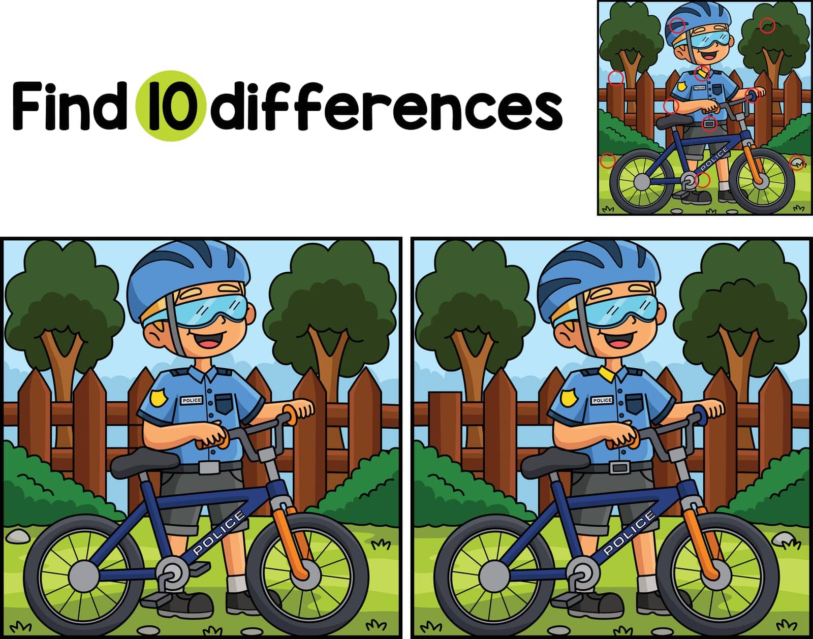 Police Officer with a Bike Find The Differences by abbydesign