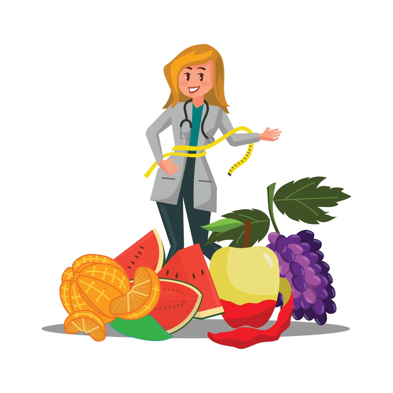 female doctor nutritionist weight loss with fruits