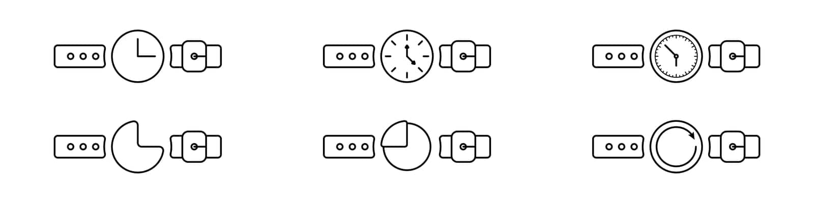 A set of linear clocks of different types. Businessman logo vector. Clock concept status vector.