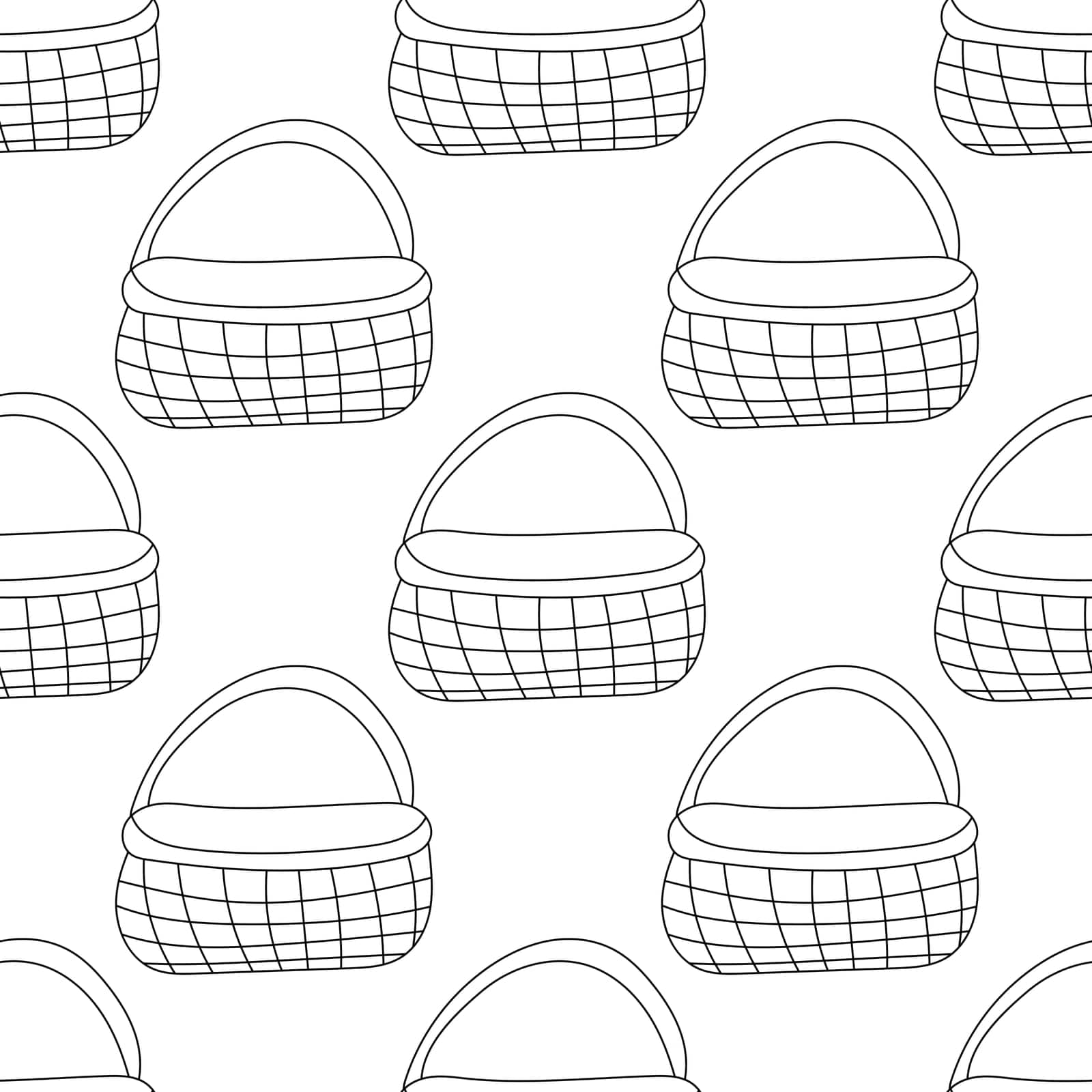 easter wicker basket hunting eggs pattern line doodle vector illustration