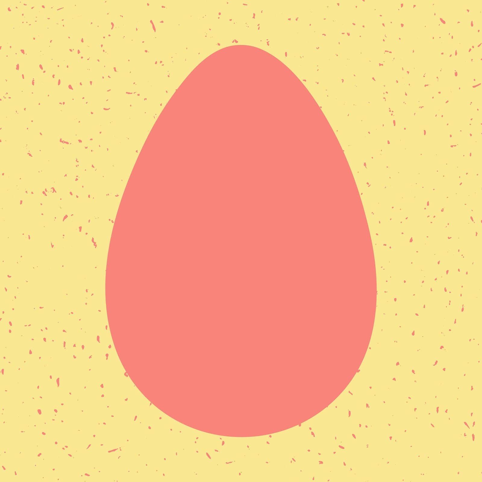 Pink Easter egg vector illustration. Colored egg shape on textured yellow background. Flat cartoon Happy Easter poster, card, icon. Modern egg hunt simple design