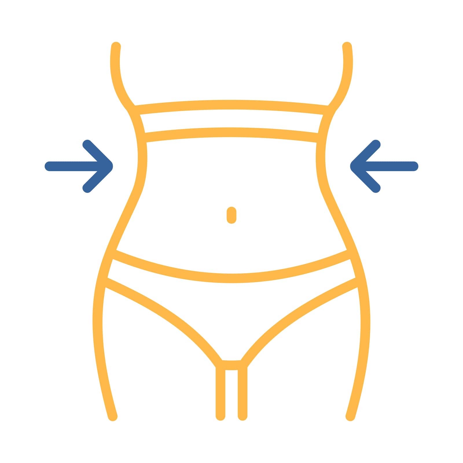 Weight loss icon with woman's waist. Slim female body sign. Graph symbol for fitness and weight loss web site and apps design, logo, app, UI