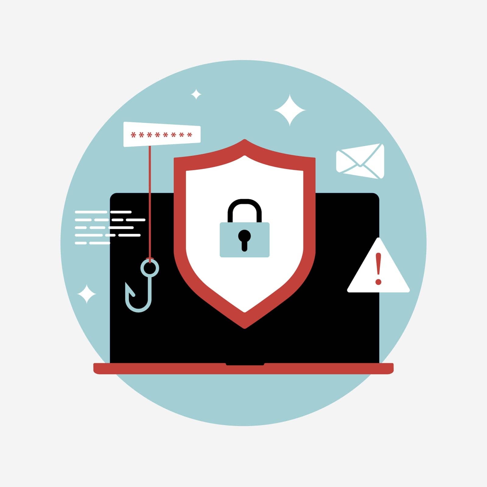 Virus protection, Cybersecurity, Malware defense, Online threat graphics, Internet security, Firewall illustrations, Antivirus software, Computer protection visuals vector icon isolated on white.