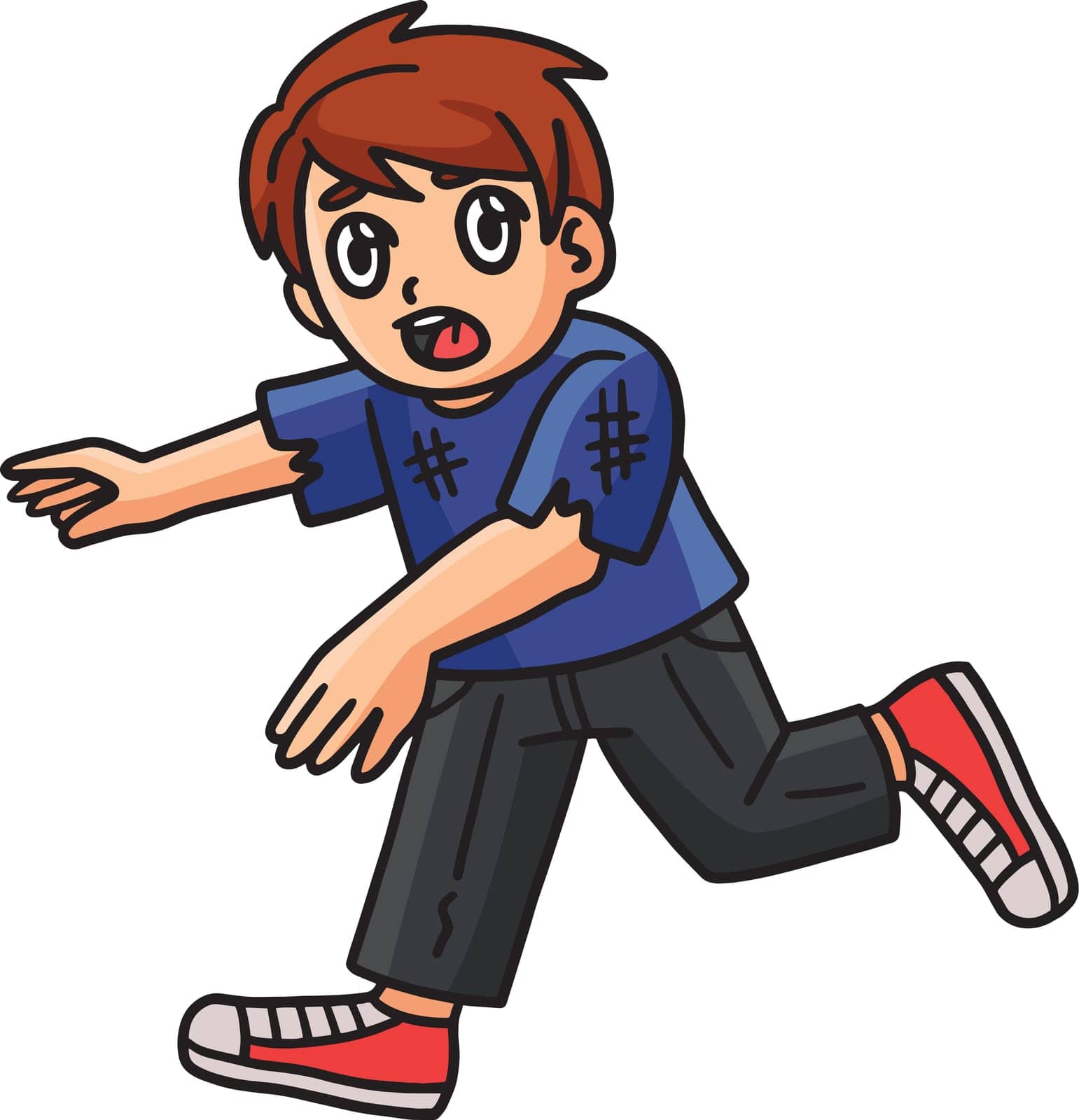 This cartoon clipart shows a Child Running illustration.