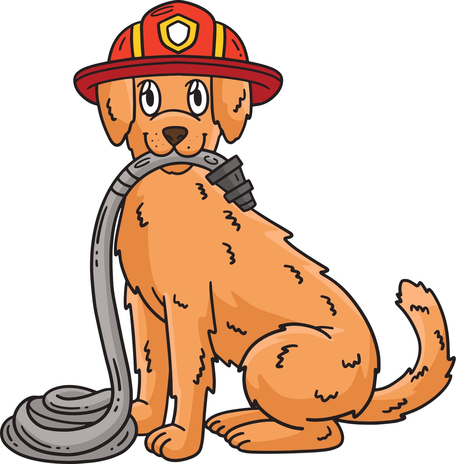 This cartoon clipart shows a Firefighter Dog illustration.