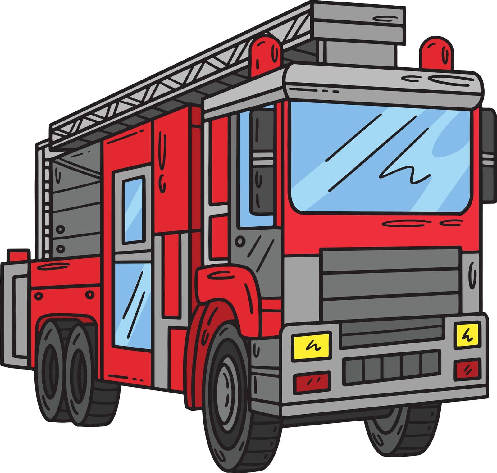 Firefighter Truck Cartoon Colored Clipart by abbydesign