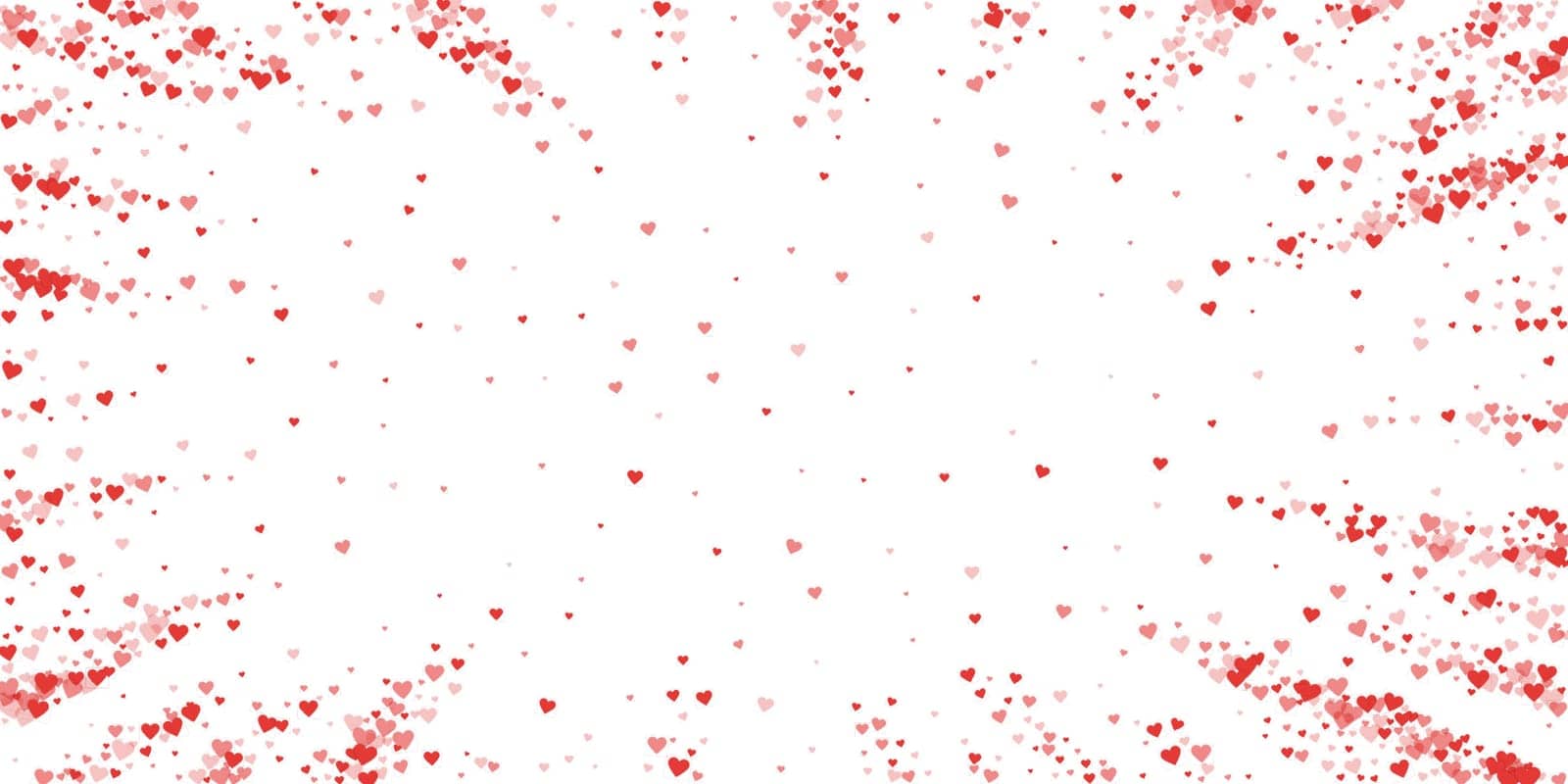 Red hearts scattered on white background. by beginagain