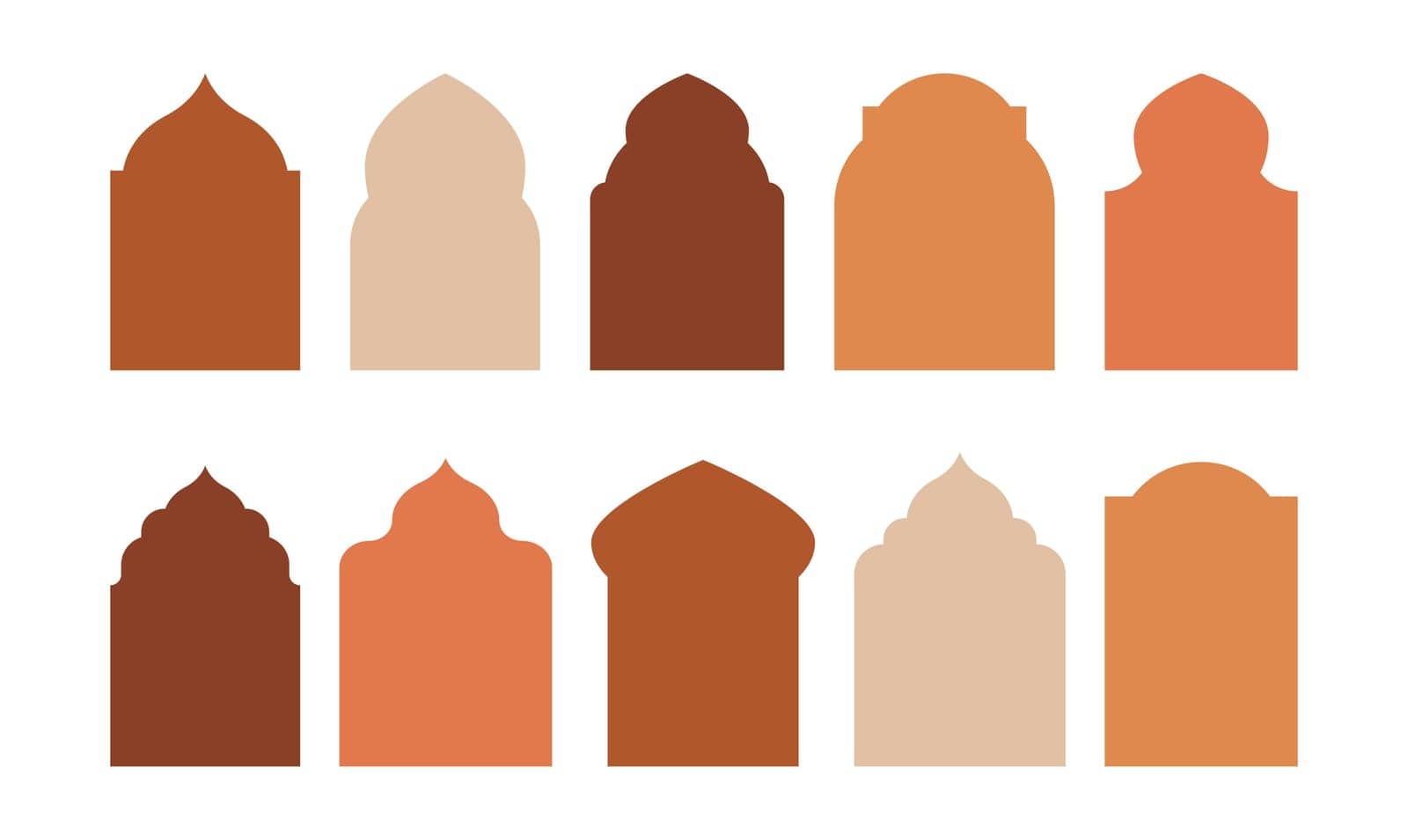 Islamic and ramadan kareem windows in oriental style. Border and frame with modern boho design template.