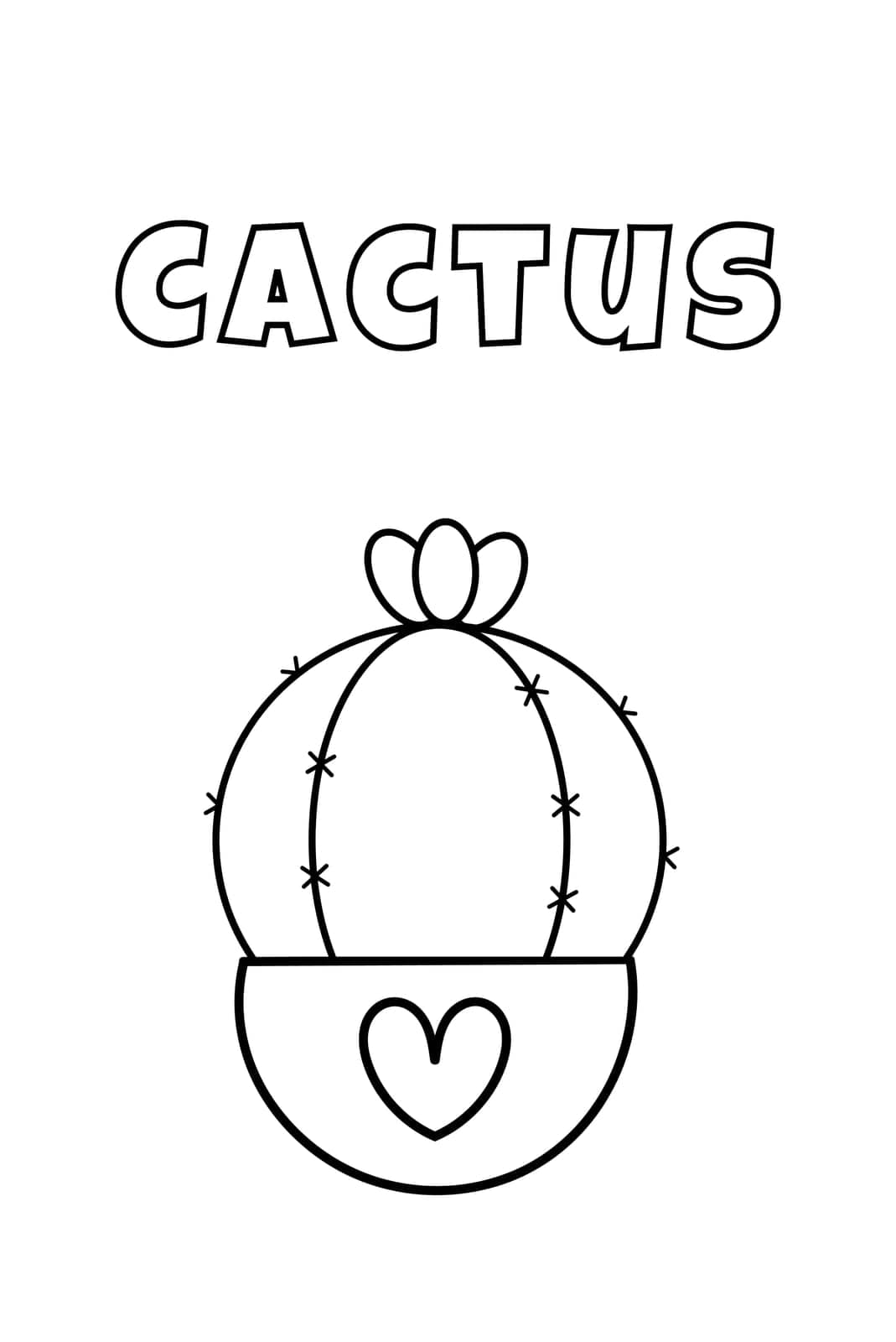 Coloring With Thick Lines For The Little Ones. Cactus Coloring book With Thick Lines For Toddlers by tan4ikk1