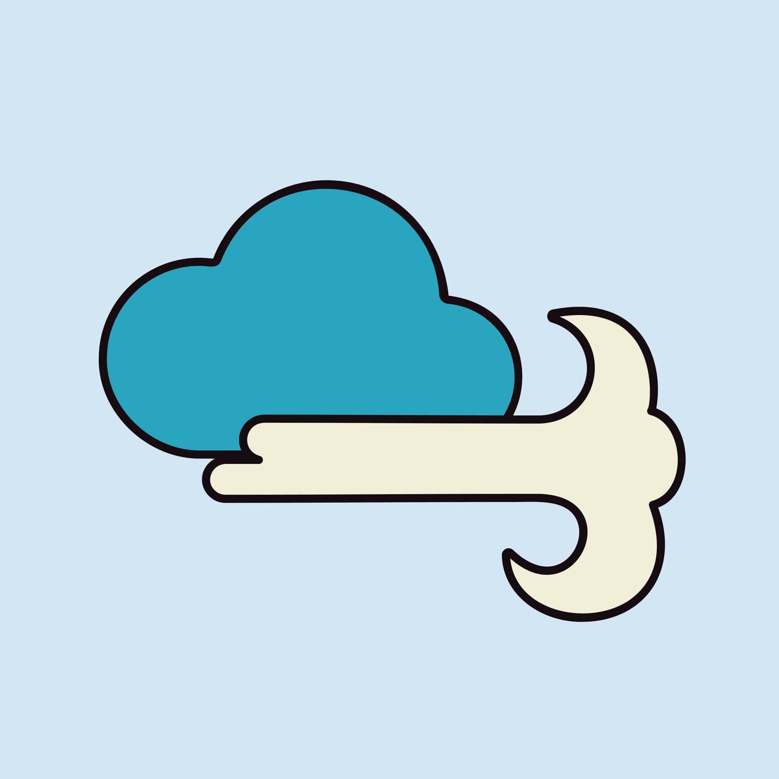 Cloudy and wind vector isolated icon. Meteorology sign. Graph symbol for travel, tourism and weather web site and apps design, logo, app, UI