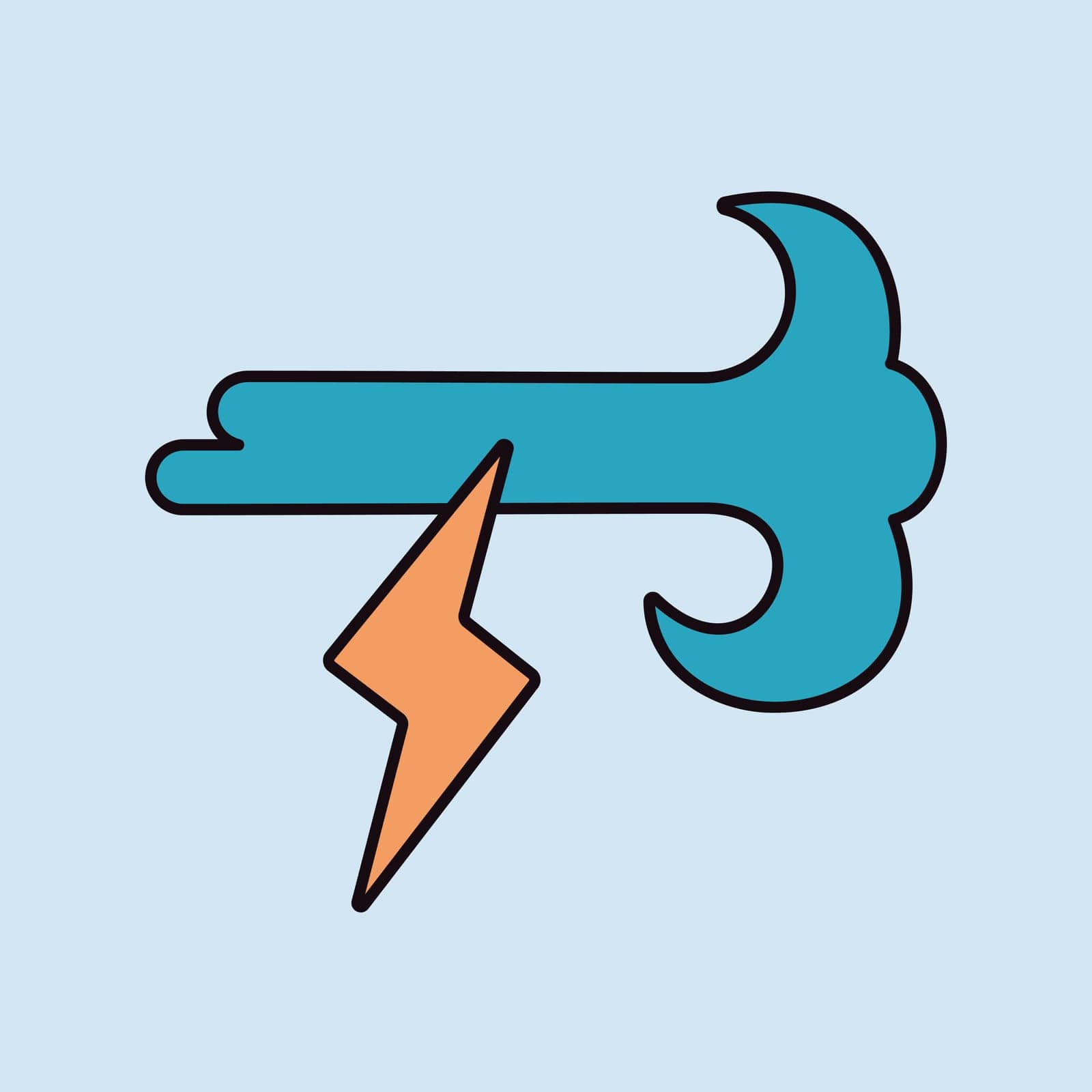 Wind lightning vector flat icon. Weather sign by nosik