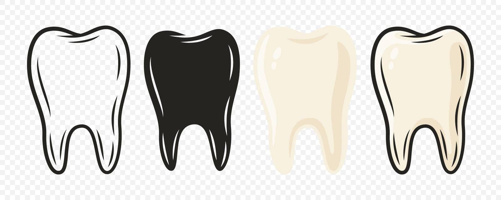 Vector Cartoon Tooth. Design Template for Promoting Dental Care and Toothpaste. Healthy Oral Hygiene Concept. Flat Vector Tooth. Front View.