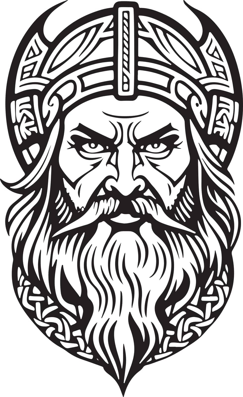 Incredible line art style Viking head vector graphic template, Suitable for logo design, tattoo design or print on demand. Vector illustration