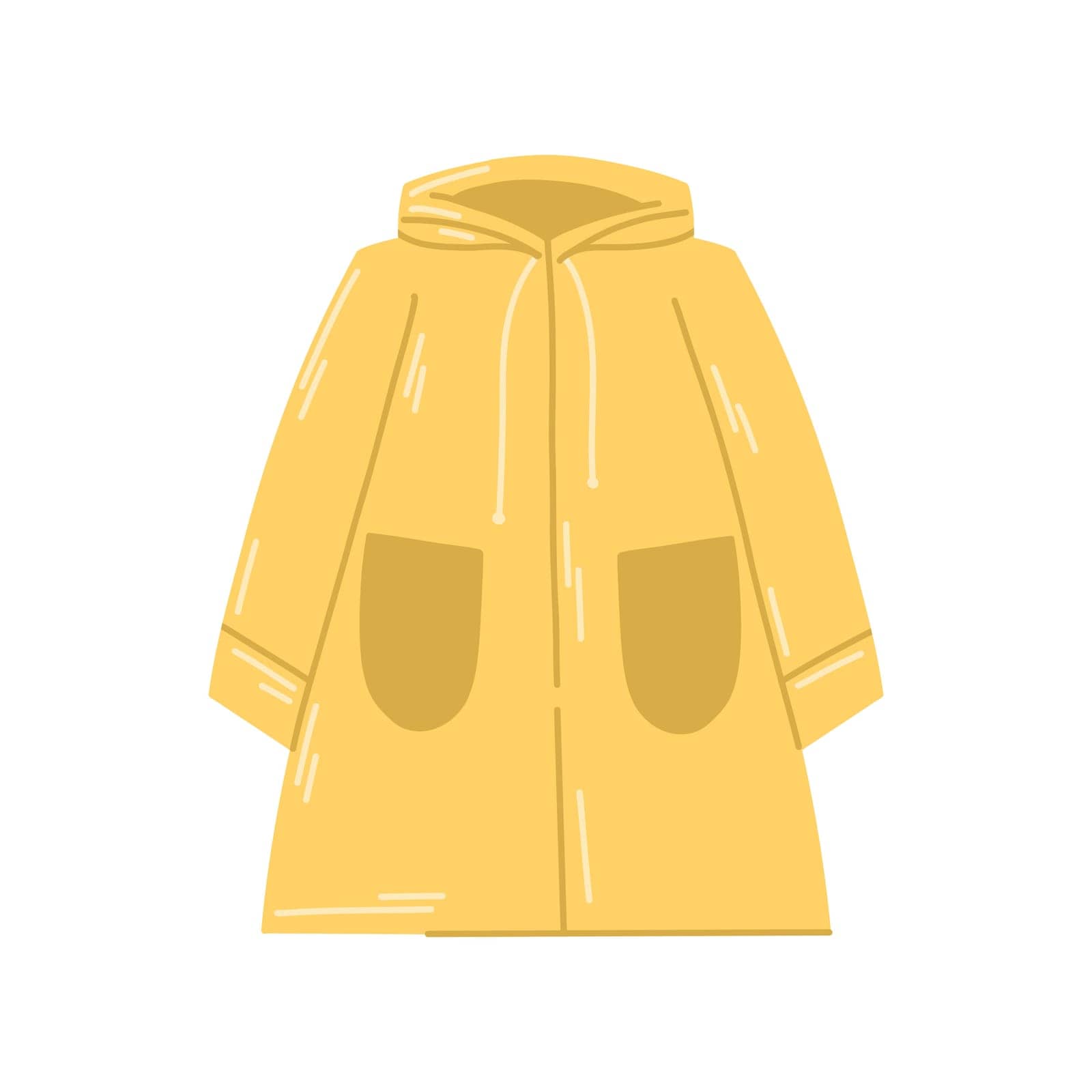 Yellow waterproof raincoat. Coat vector illustration isolated on white background by Senaysky