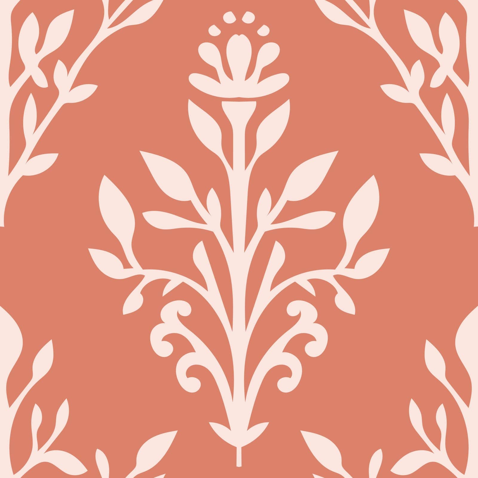 Paisley decoration, blooming flowers on twig or branch with foliage. Design of spring blooming, flourishing design and buds. Seamless pattern, wallpaper print or background. Vector in flat style