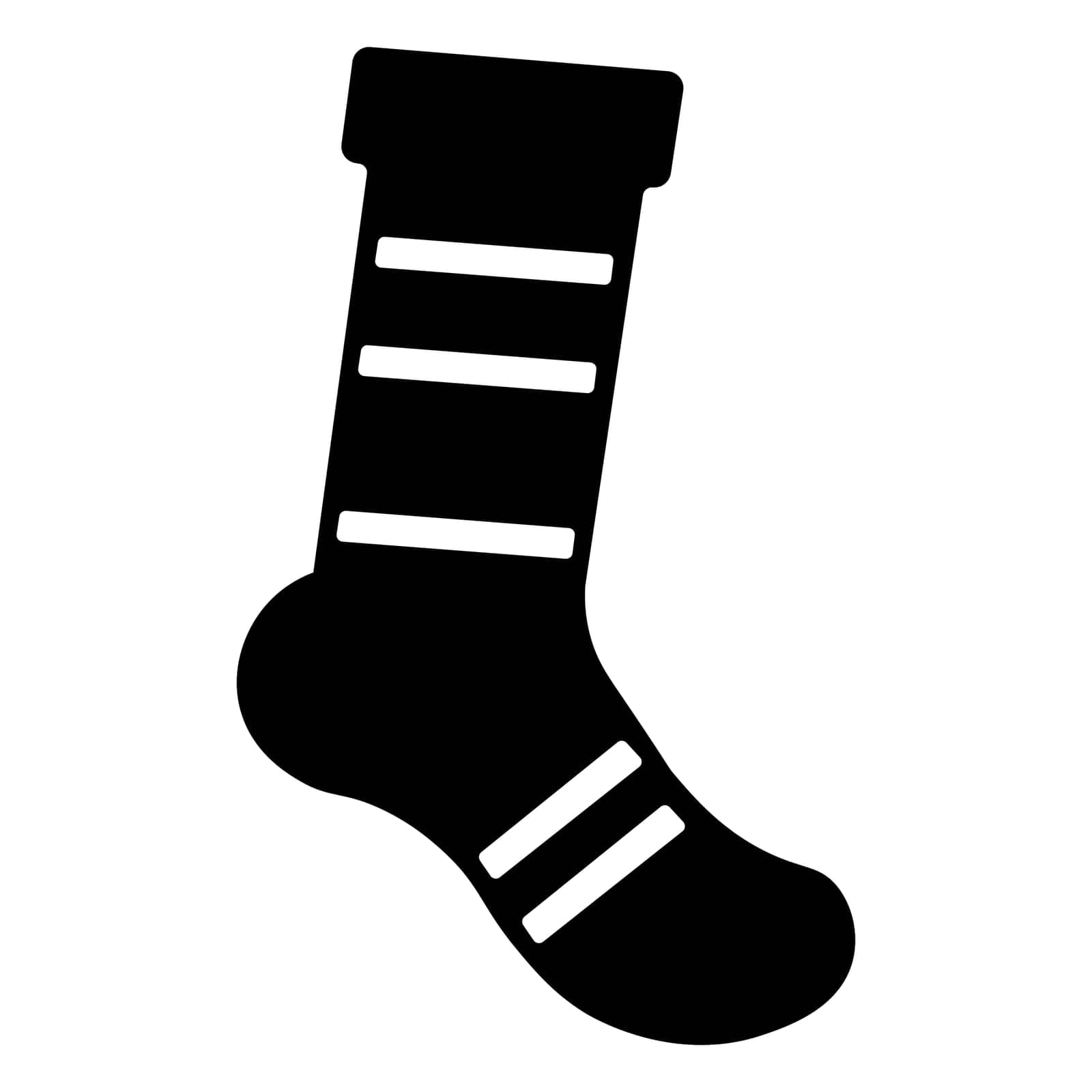 black vector sock icon isolated on white background