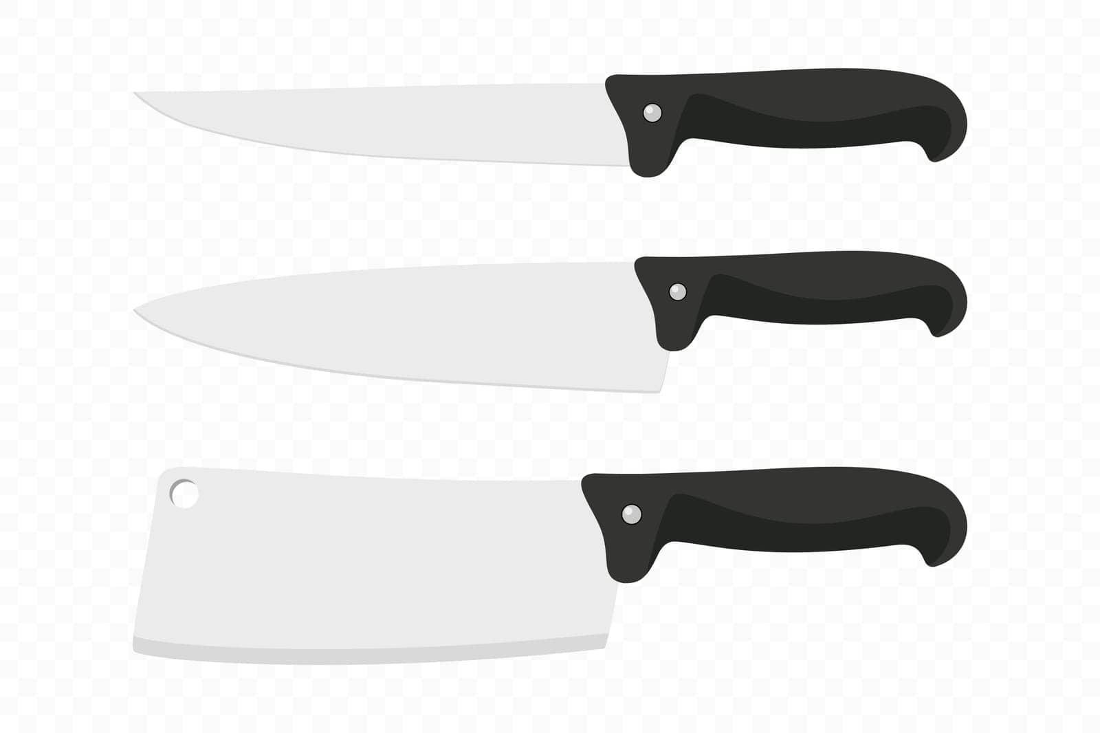 Cutlery Icon Set, Flat Vector Kitchen Knives, Isolated. Various Kitchen Knives Design Templates, Chef Kitchen Knife Icon.