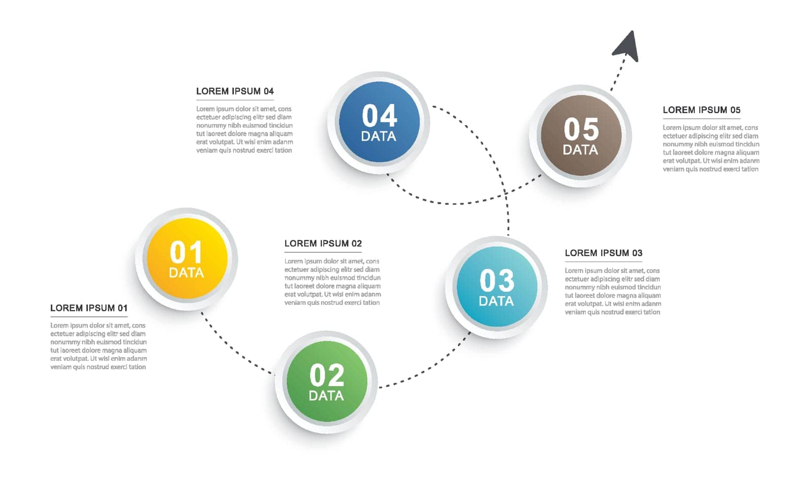 5 data infographics timeline template. Illustration business abstract background. by kaisorn