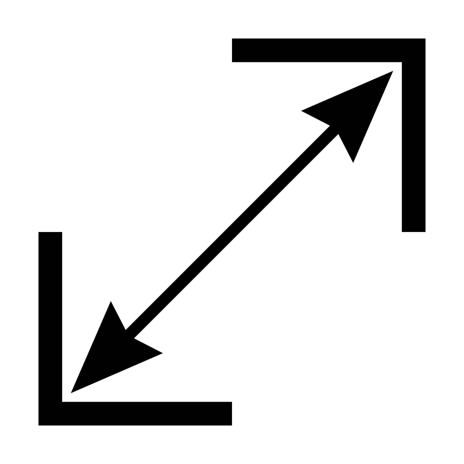 Diagonal icon diagonal line with arrows pointing to corners square