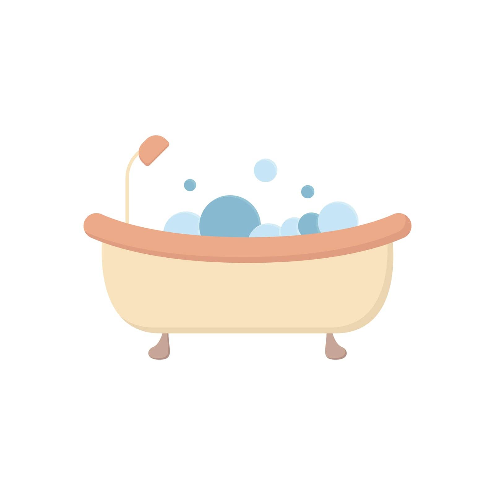 Bathroom cute color concept icon. Simple shower vector. A bathtub in a simple multi-colored style. Interior icon for web design. Bathroom furniture.