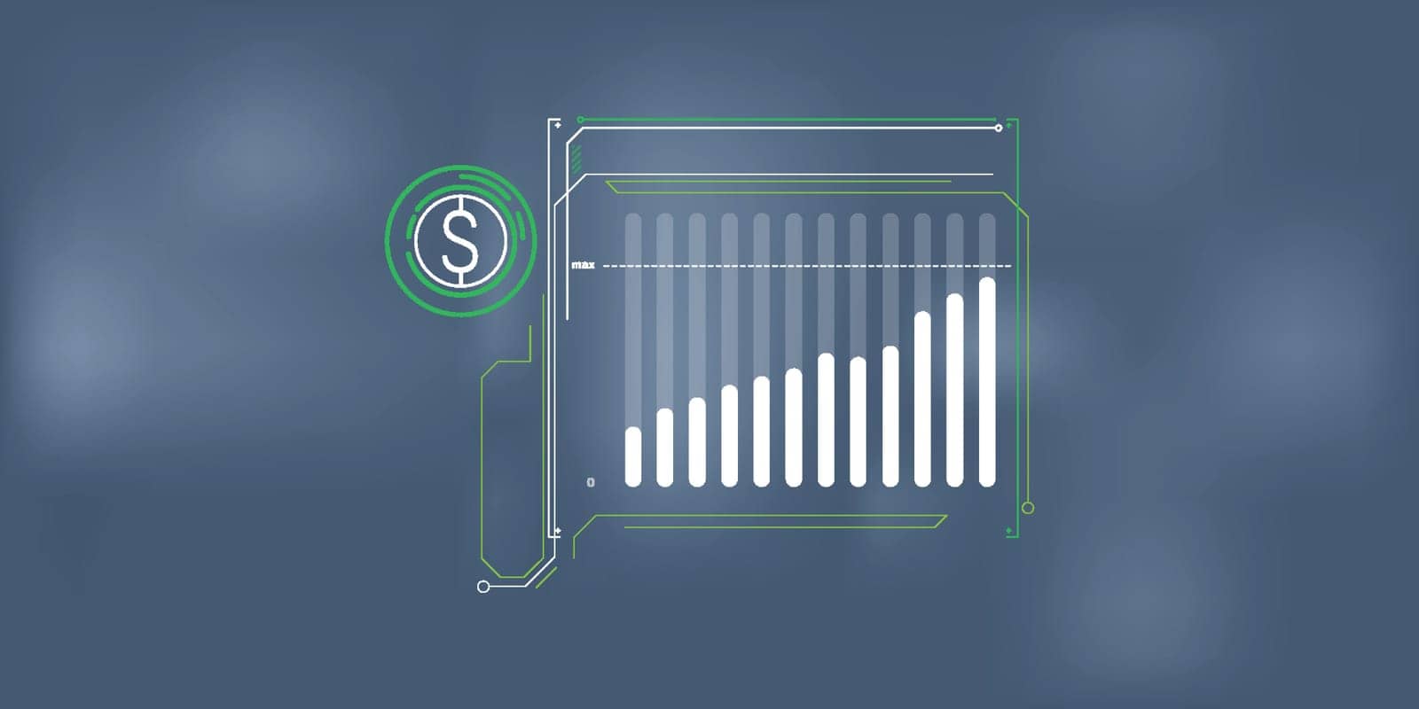 Abstract infographic showing the growth of the dollar exchange rate. Vector illustration.