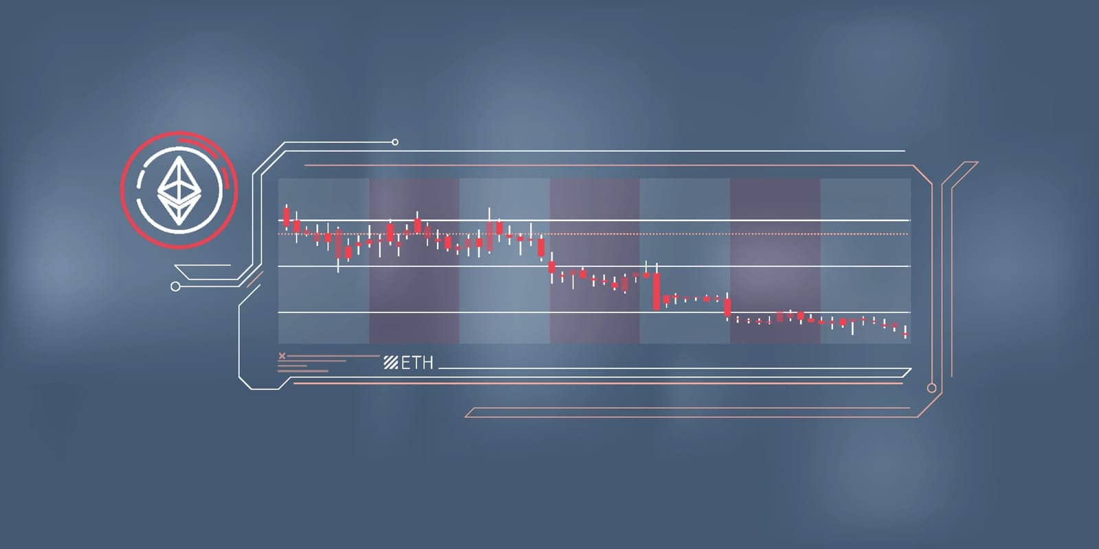 Abstract infographic showing the fall of the Ethereum exchange rate. Vector illustration.
