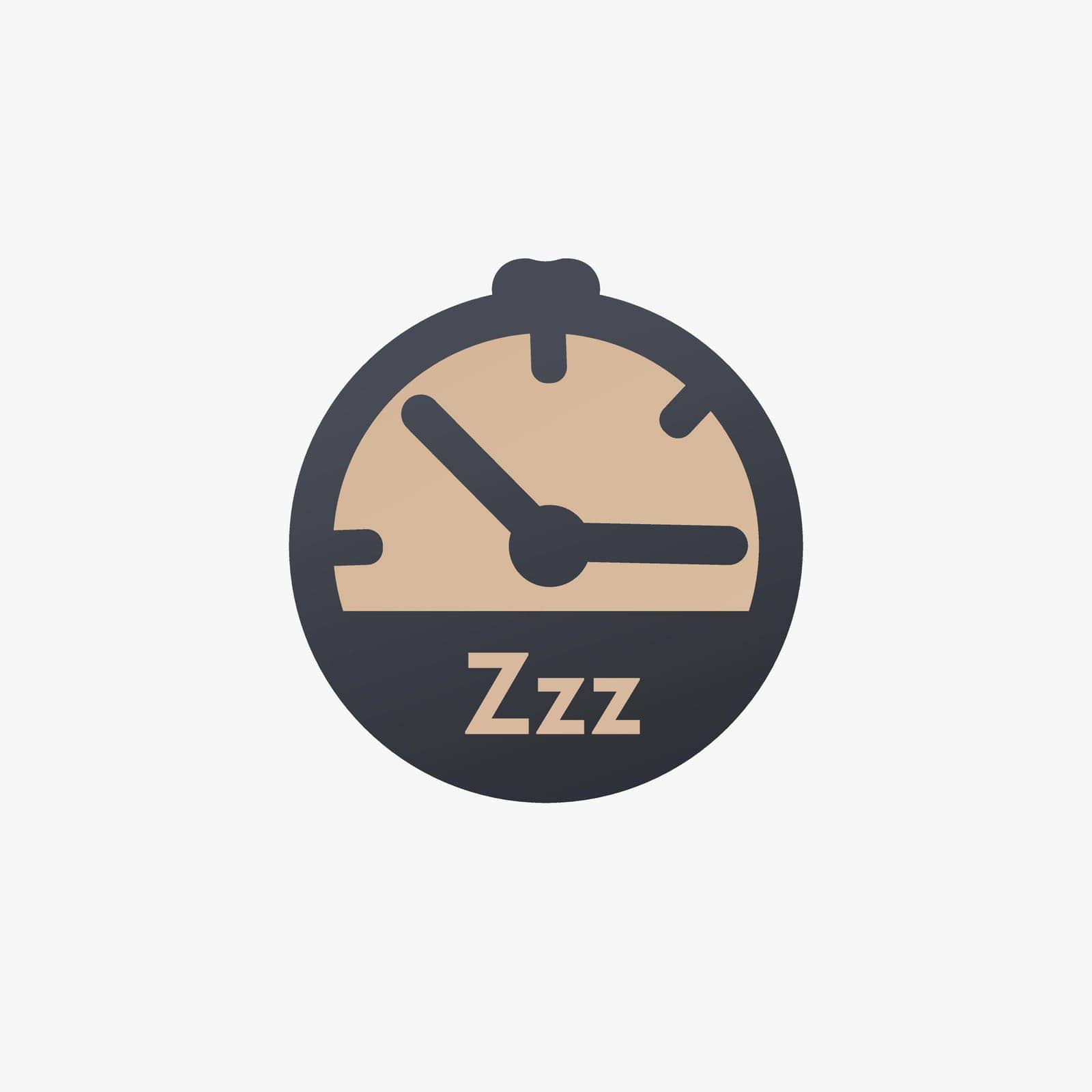 Clock Sleep Icon. Time to sleep, time to go to bed symbol. Stock vector illustration isolated on white background. by Kyrylov