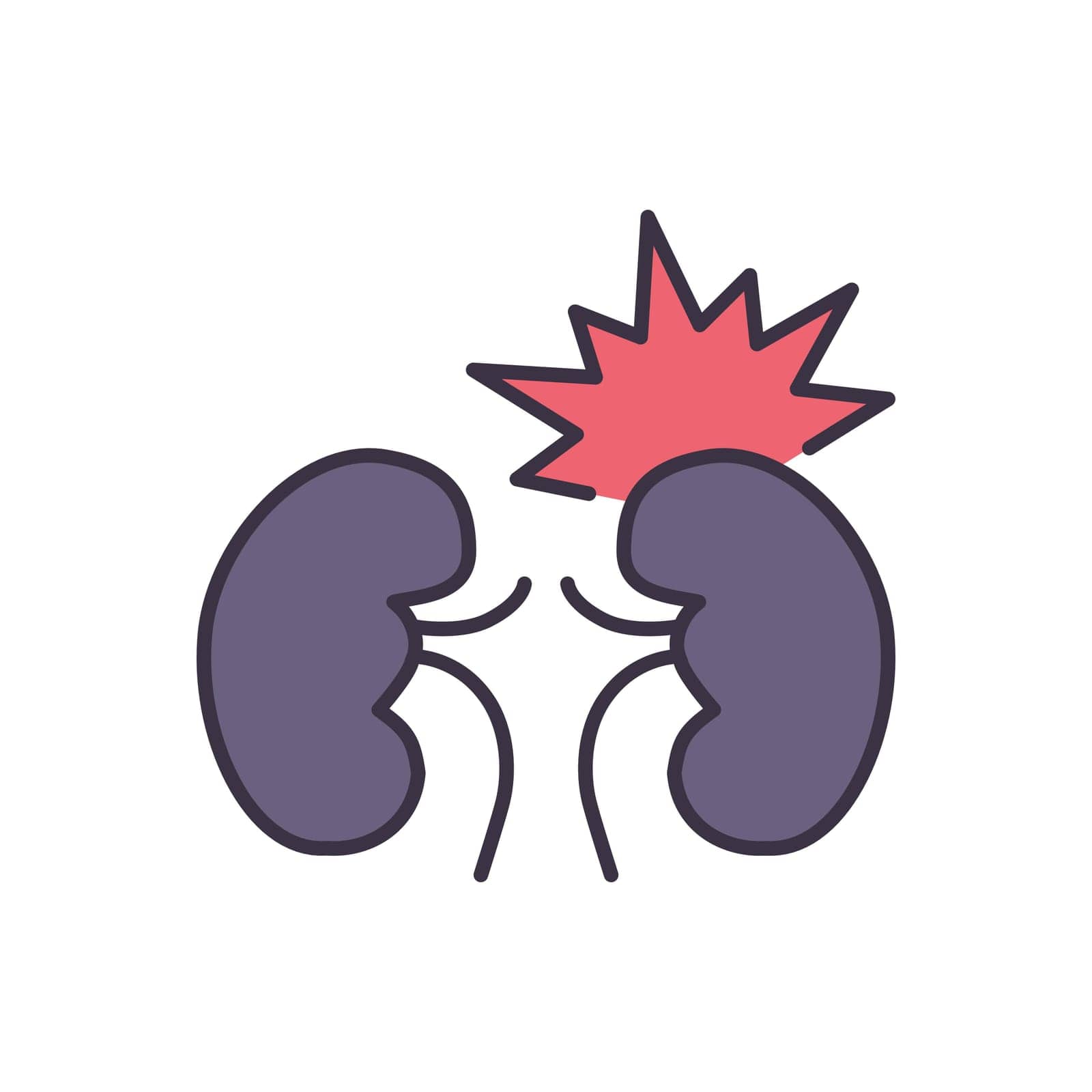 Kidney pain related vector icon. Kidney pain sign. Isolated on white background. Editable vector illustration