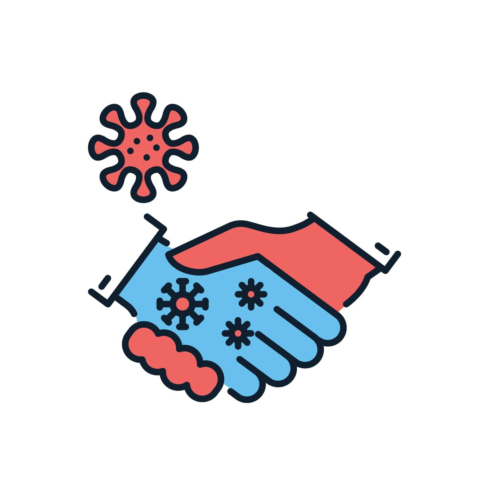 Handshake virus transmission vector icon. by smoki