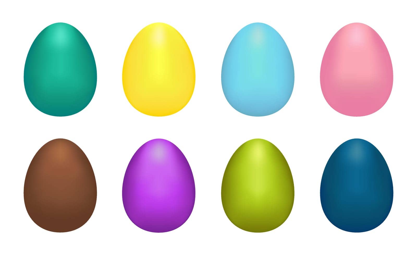 Easter eggs. Set of vector illustrations in one style. Colored Easter eggs. Vector color drawing