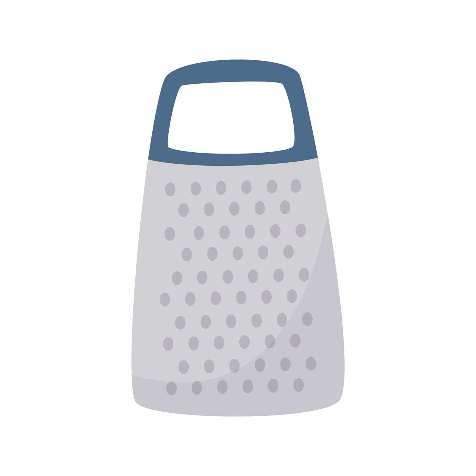 Kitchen steel grater for grating cheese, vegetables and other foods clip art, flat style by TassiaK