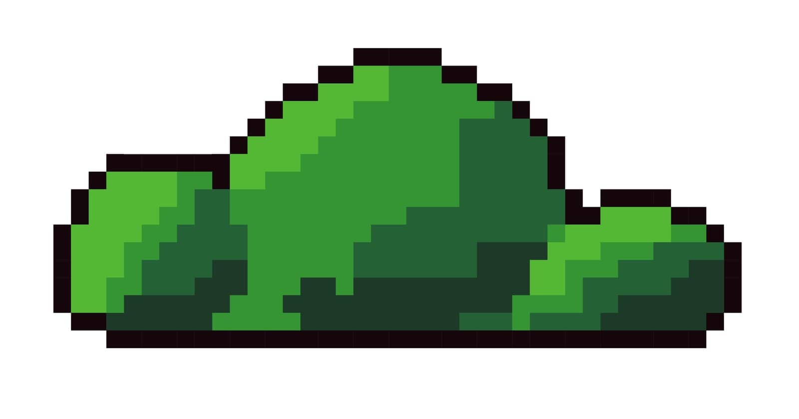 Gaming setting or level details, pixel shrubs or bushes with greenery and foliage. Nature and wilderness of forest. Pixelated isolated icon for 8 bit game, retro design. Vector in flat style